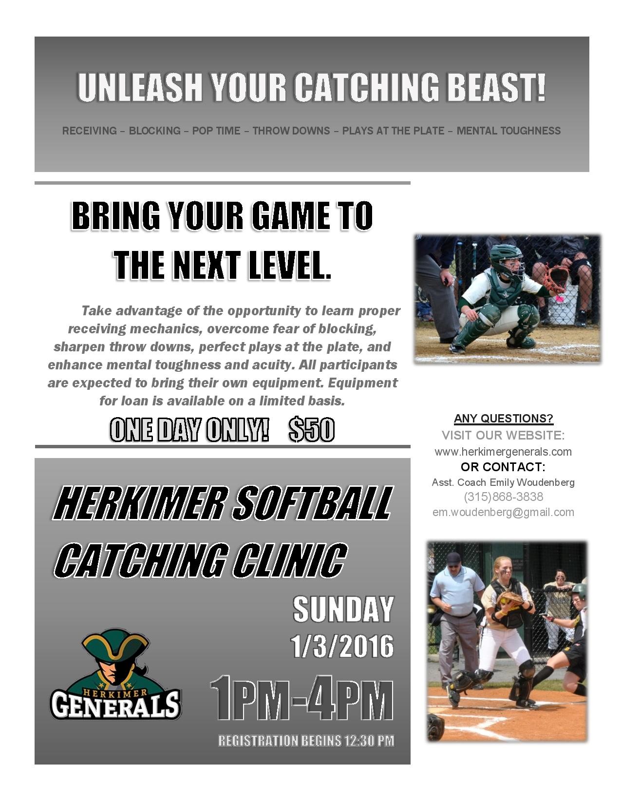 softball to have catching clinic and winter hitting program in softball clinic flyers