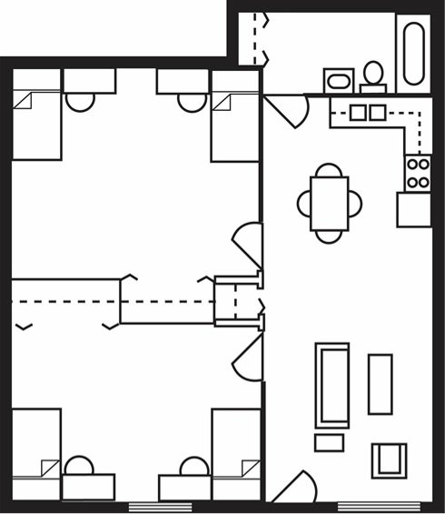 Campus Meadows Floorplan Two Bedroom Flat