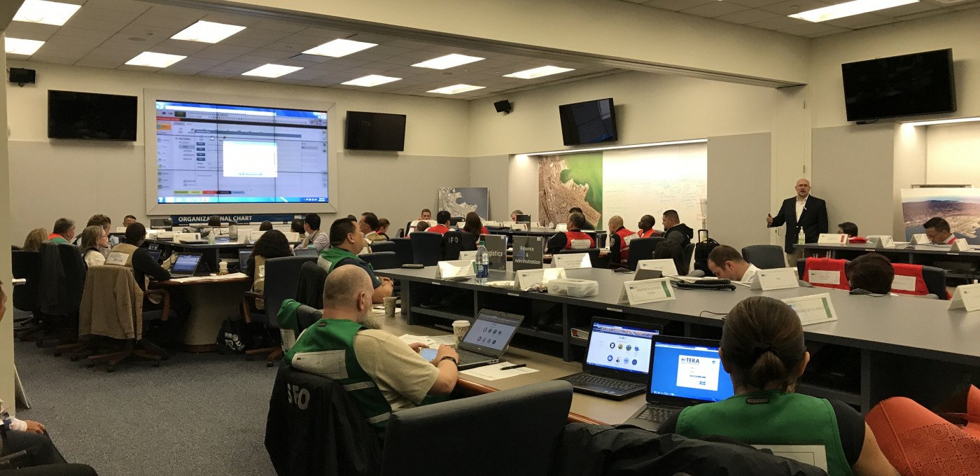 Riecker facilitating a functional exercise at San Francisco International Airport