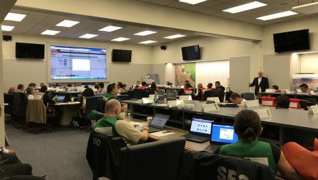 Riecker facilitating a functional exercise at San Francisco International Airport