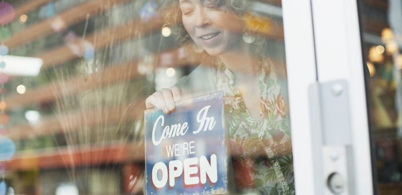 small business management stock open sign