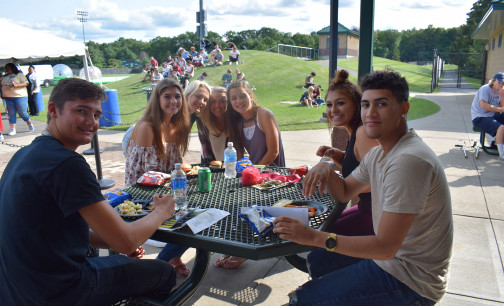 students at stadium